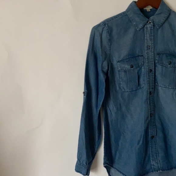 Cremieux Size XS Jade Chambray Women’s Long Sleeves Blouse Denim Jeans - Picture 9 of 15